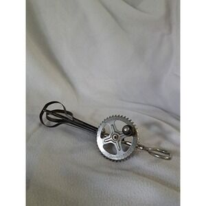 Antique "Ekco A & J 1923" Egg Beater Wire Hand Crank Stainless Great Patina